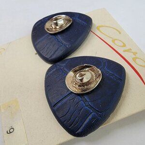 Vintage Coro Cowboy Hat on Faux Leather Earrings